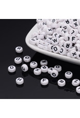 Round White with Black Letter   7mm