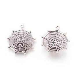 Spider and Web  31x27x6mm  Antique Silver   x6 NF