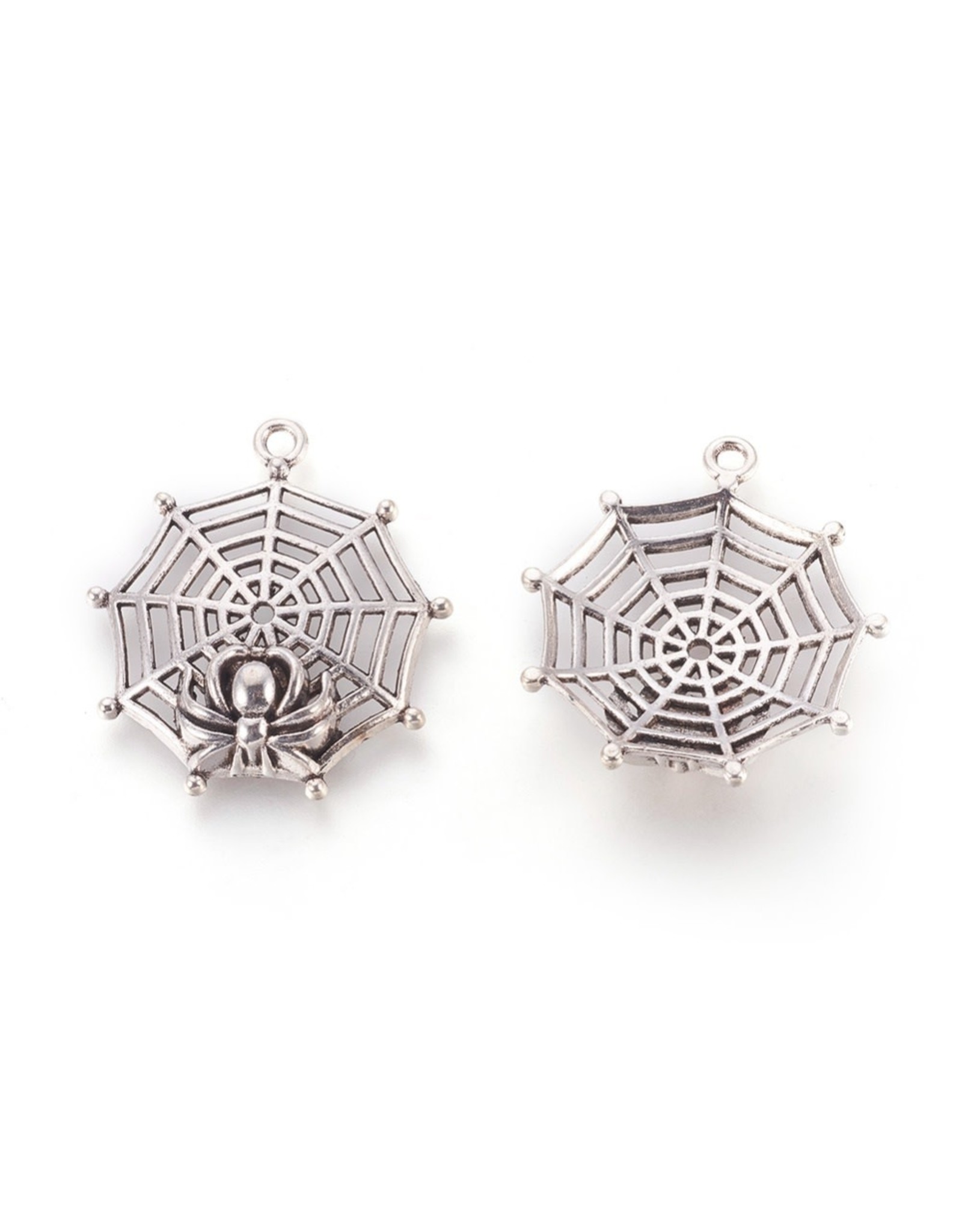 Spider and Web  31x27x6mm  Antique Silver   x24  NF