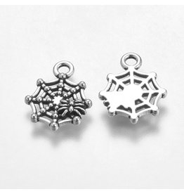 Spider and Web  17x14mm  Antique Silver   x10  NF