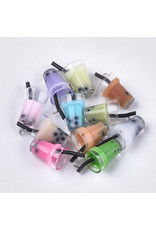 Bubble Tea  Plastic Assorted Colours  23x13x13mm  x12  Pairs