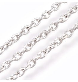 #36 Cable Chain 3x2mm  Platinum  16 Feet  NF
