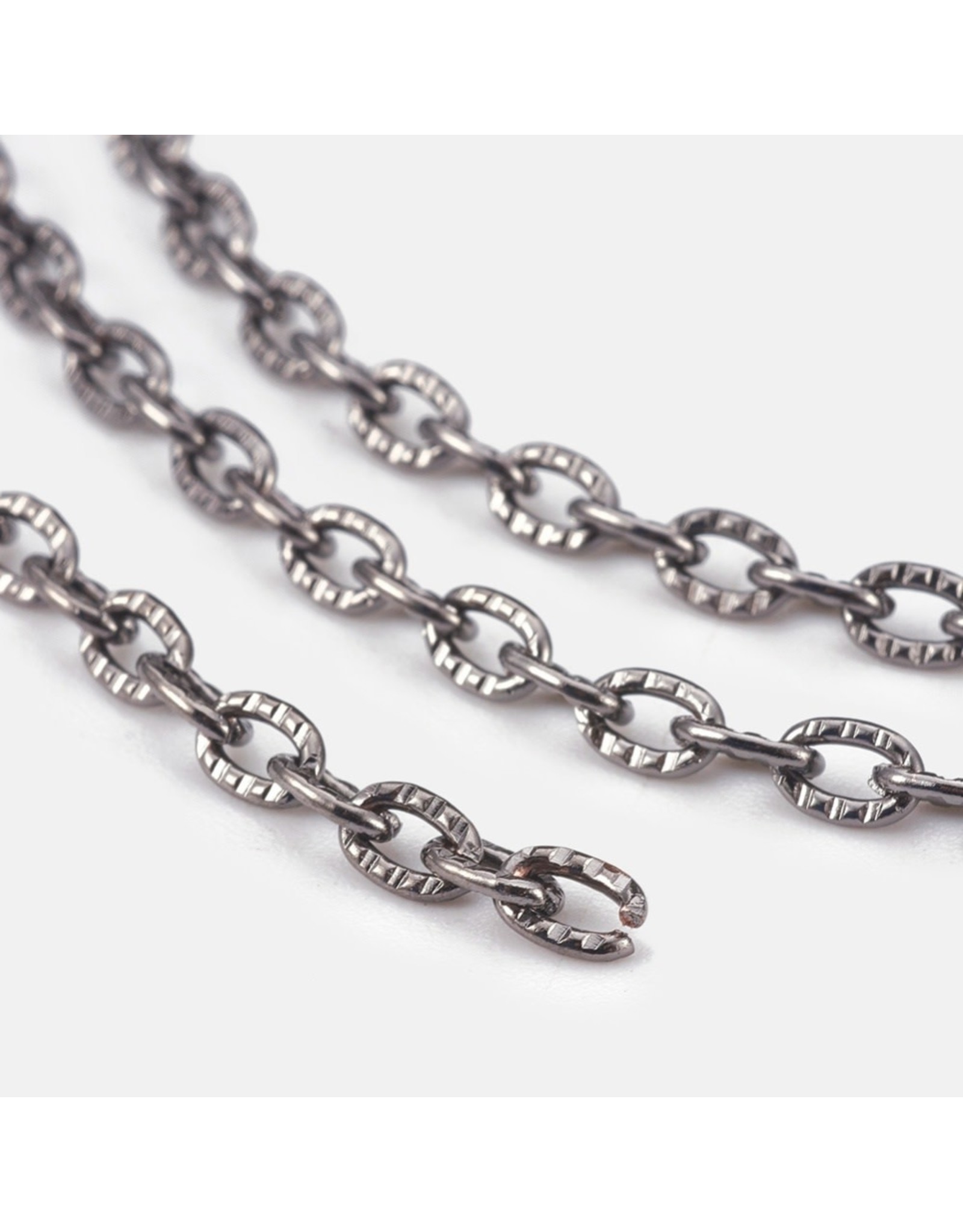 #13 Cable Chain Textured  5x3.5mm  Gunmetal  1 Foot  NF