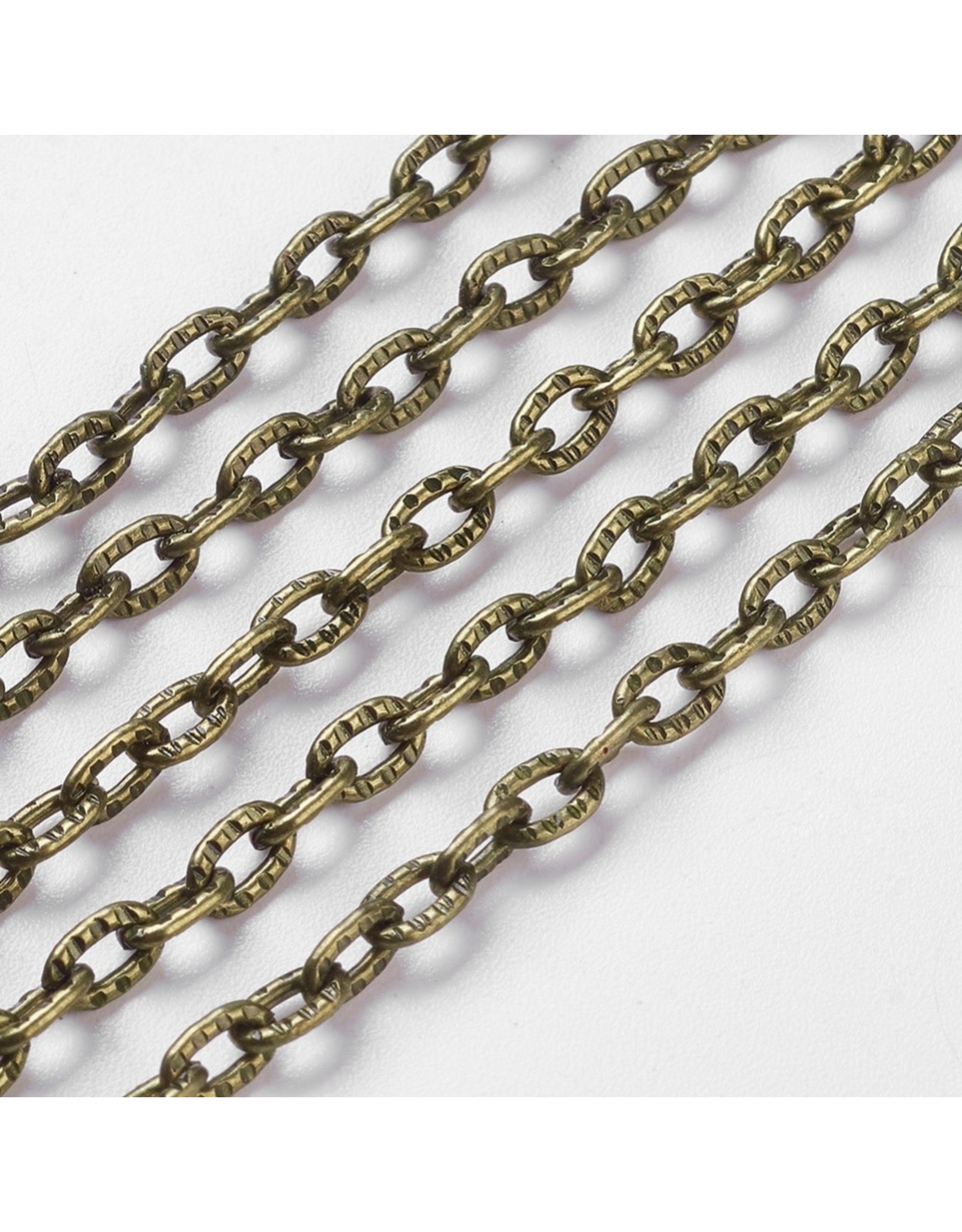 #13 Cable Chain Textured 5x3.5mm  Antique Brass  1 Foot  NF