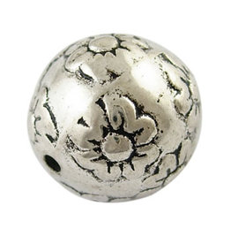 Round Flower Bead Platinum 16mm  x10  NF