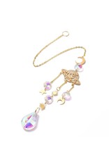 Suncatcher Crystal AB Drop Brass Planets 43cm  Long   x1