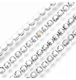 Rhinestone Banding 1 row 2mm Silver/Silver Metallic  x1 foot