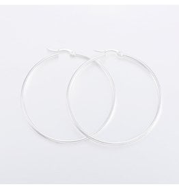 Hoop Earring Round 57mm Silver Stainless Steel  x1 Pair