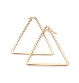 Hoop Earring Triangle 54x51mm Gold Stainless Steel  x1 Pair