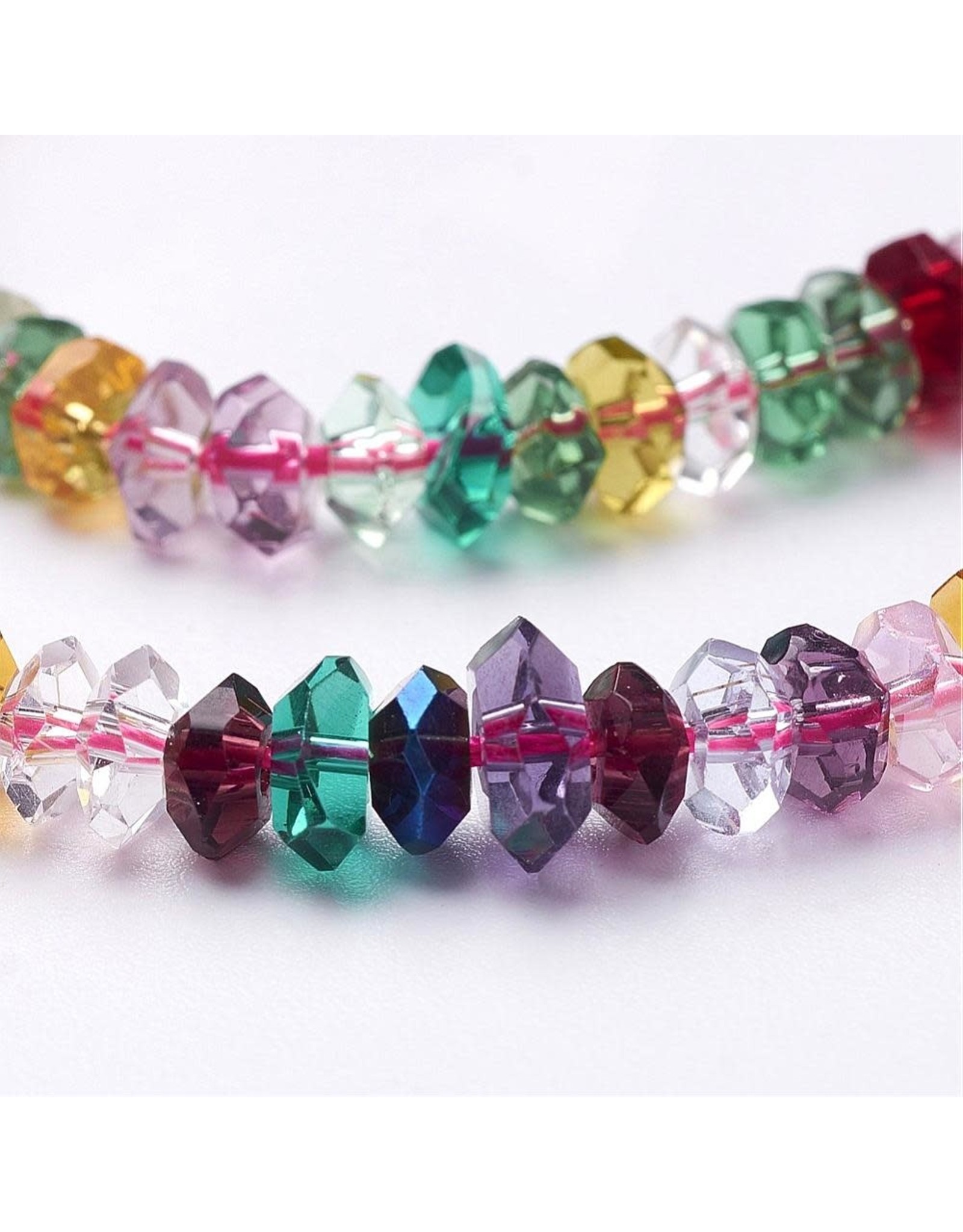 Glass 6x3mm Mixed Colours  15” Strand  apprx  x125  beads
