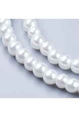 6mm Round Glass Pearl  White  approx  x65