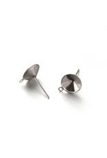 Ear Stud 8mm for Pointy Back with Loop Stainless Steel  NF x10