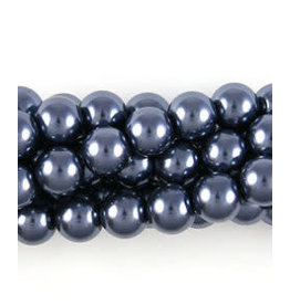 Glass Pearls  Dark Grey Round 4mm Strand  about x100