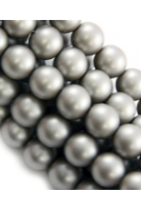 Glass Pearls  Light Grey Matte Round 4mm Strand  about x100
