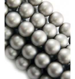 Glass Pearls  Light Grey Matte Round 4mm Strand  about x100