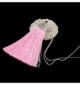 Light Pink Tassel Antique Silver Cap 80x20mm