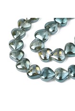 10mm Heart   Grey Green  x12