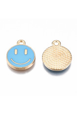 Happy Face Charm 14mm Assorted Colours Gold x5 pair