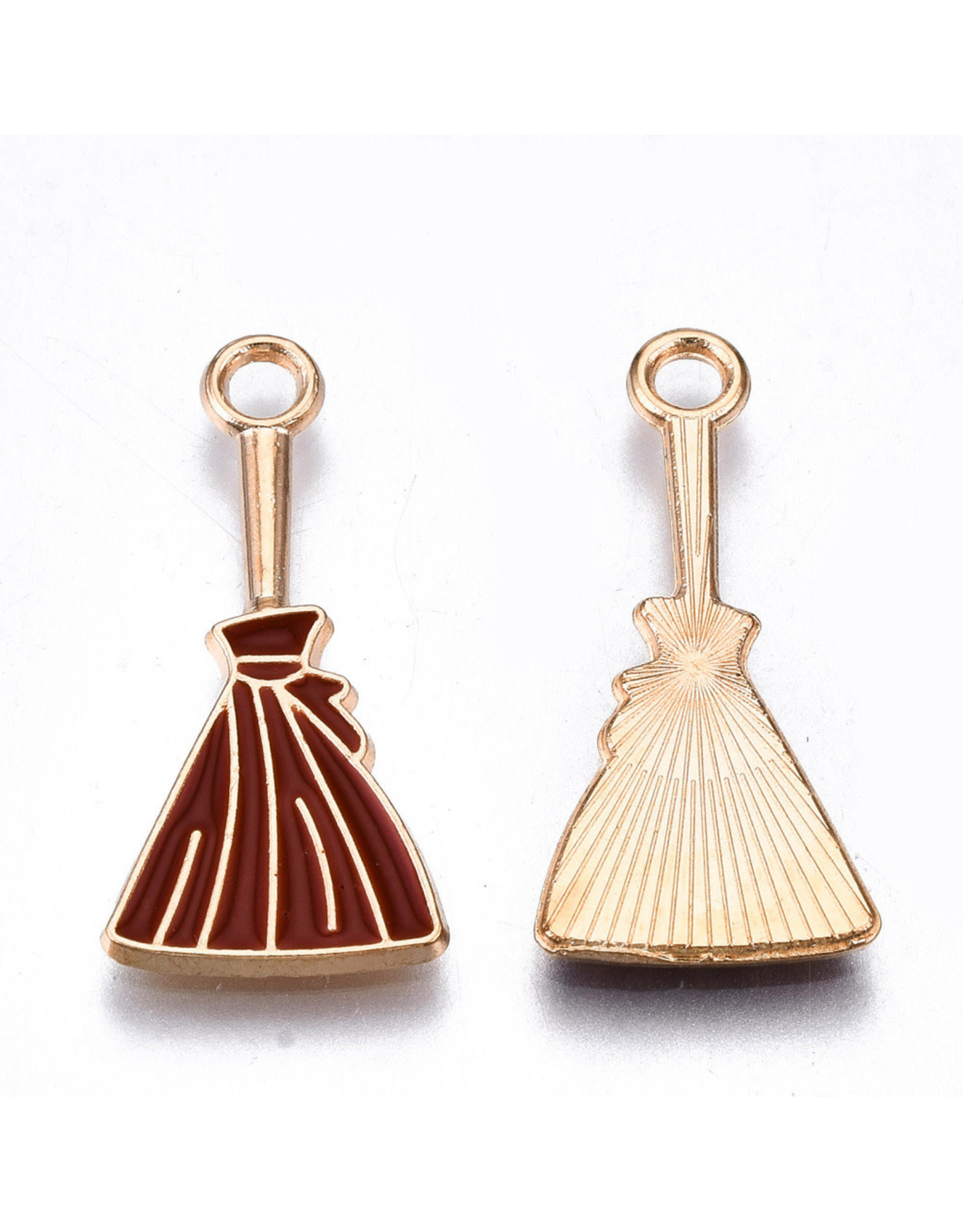 Broom Charm 24x11mm Brown Gold x3 pair