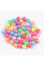 6mm Acrylic Round Faceted  Hole 1.5mm  Random Assorted Colours x250
