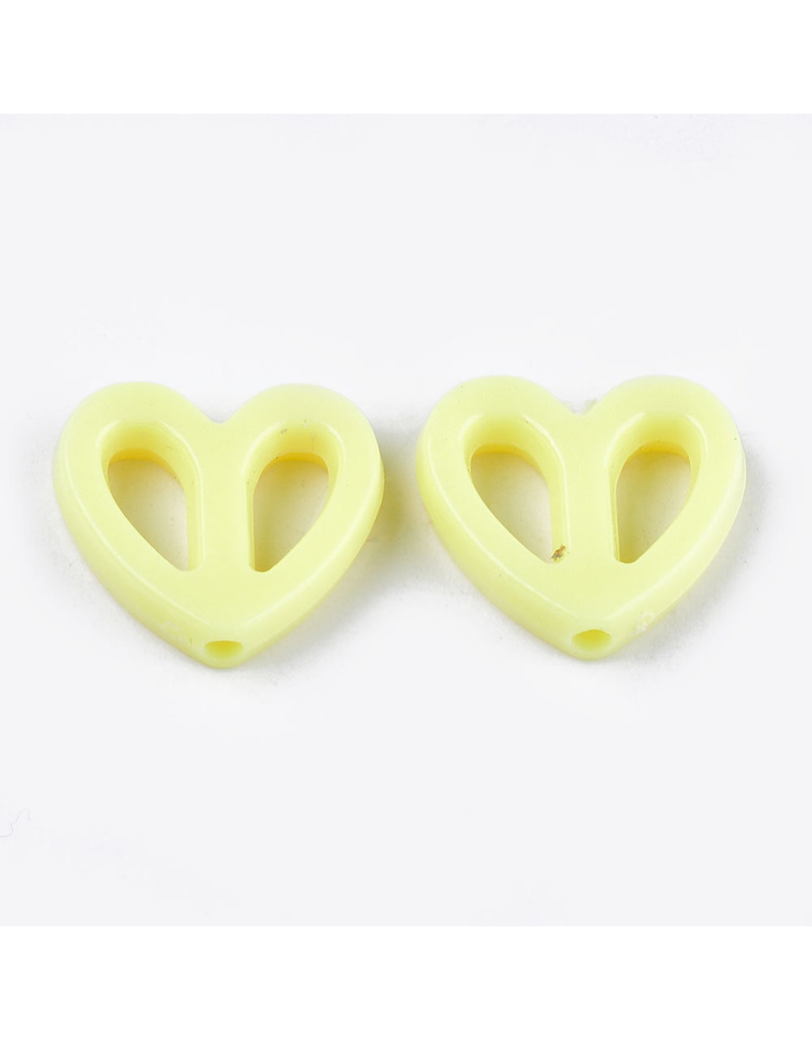 16mm Acrylic Heart, Hole 1.5mm  Random Assorted Colours x50