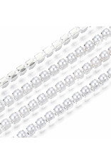 Rhinestone Banding 1 row  2.5mm Silver/White Pearl   x1 foot