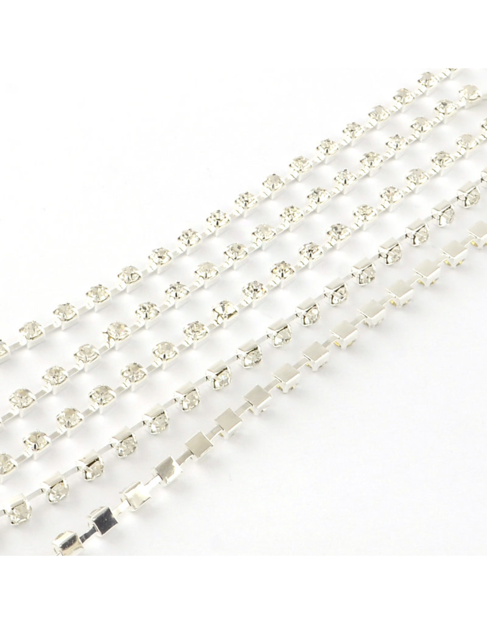 Rhinestone Banding 1 row 3mm Silver/Clear   x1 foot