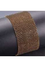 Rhinestone Banding 1 row 2mm  Gold/Jet  Grade 'A' x1 foot