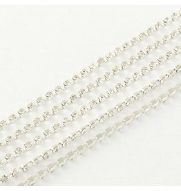 Rhinestone Banding 1 row 2mm Silver/Clear   x1 foot