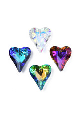 Heart Assorted  Colours  17x14x6mm  x2 pair