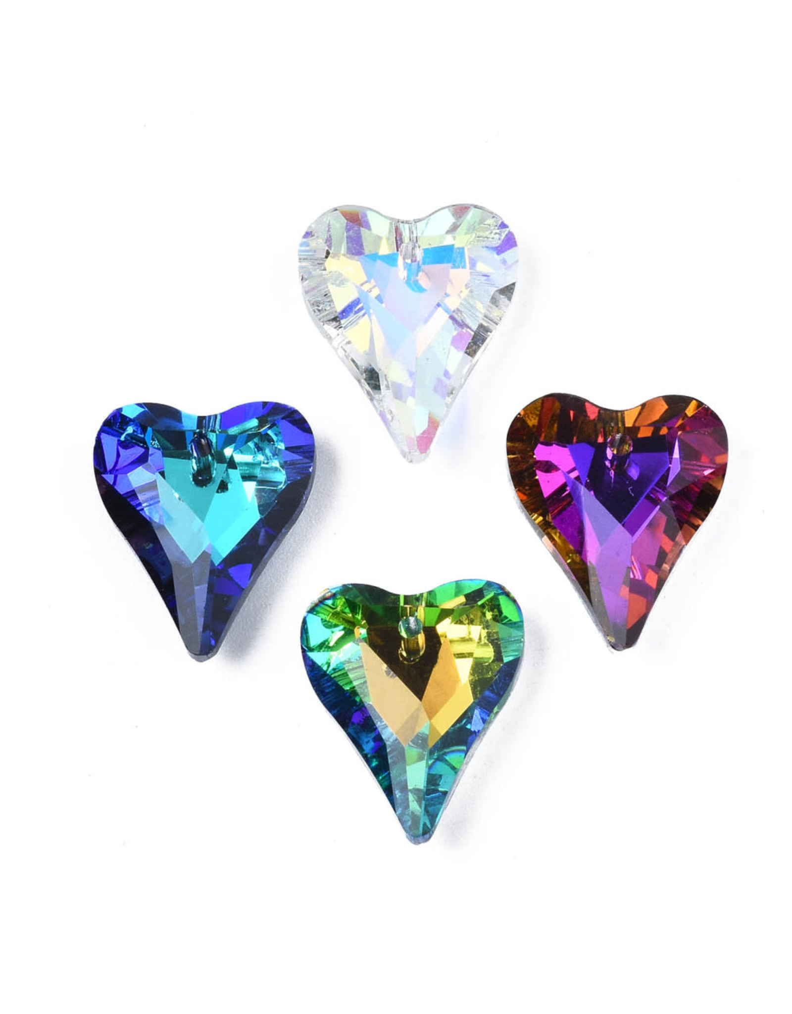 Heart Assorted  Colours  17x14x6mm  x2 pair