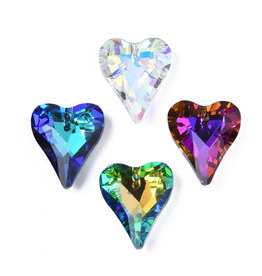 Heart Assorted  Colours  17x14x6mm  x2 pair