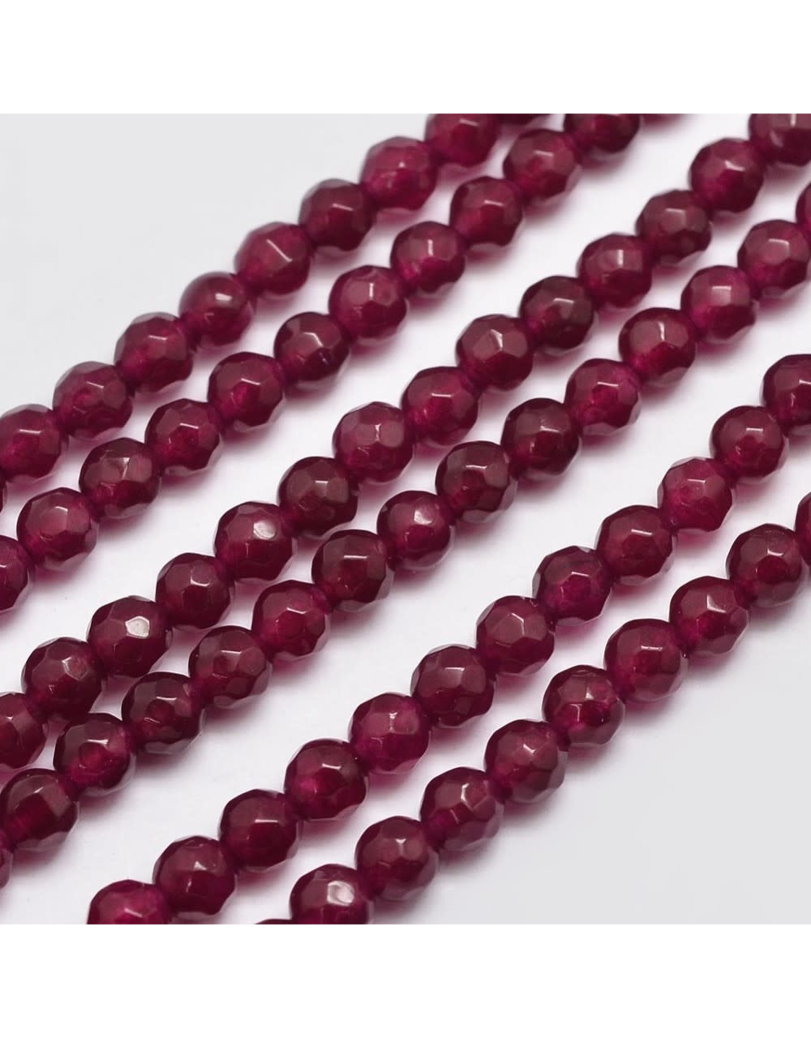 Malaysia Jade Dyed 4mm Faceted Ruby  15” Strand  apprx 90 beads