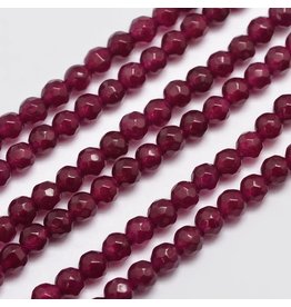 Malaysia Jade Dyed 4mm Faceted Ruby  15” Strand  apprx 90 beads