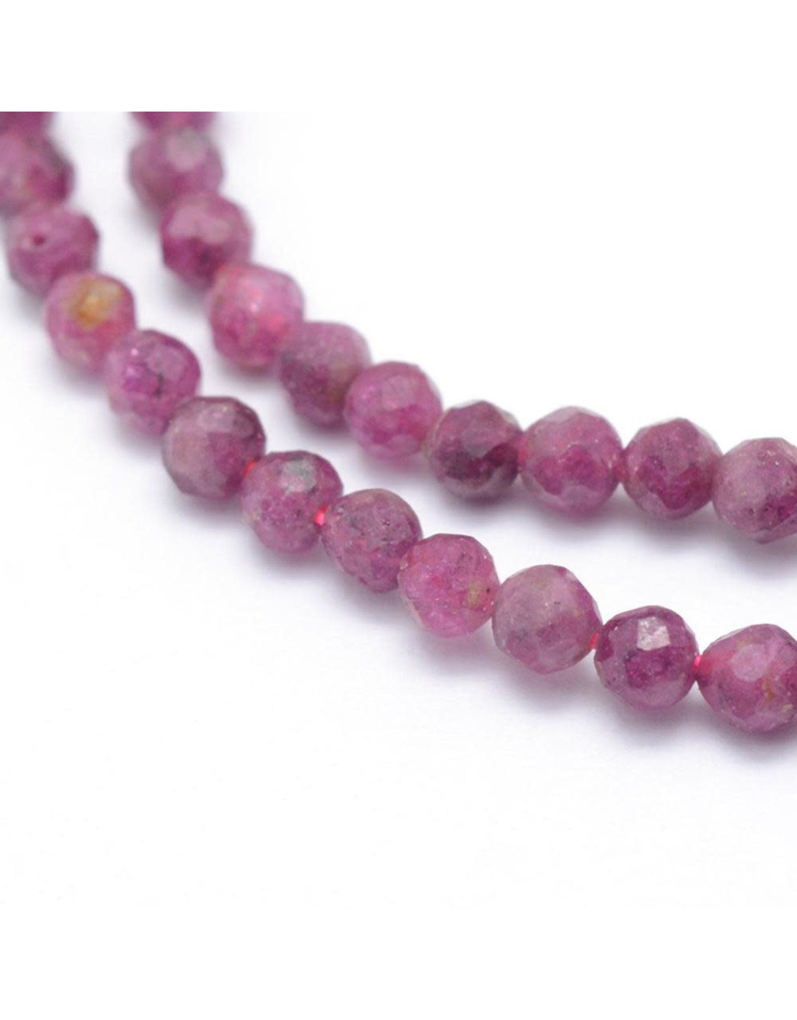 Natural Ruby Faceted 3.5mm 15” Strand  apprx  100 beads