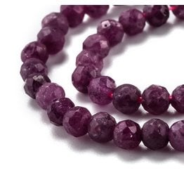 Natural Ruby Faceted  4mm 15” Strand  apprx  105 beads