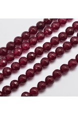 Malaysia Jade Dyed  8mm Faceted  Ruby  15” Strand  apprx 46 beads
