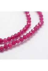 Round Glass  2mm Faceted Imitation Ruby  15” Strand  apprx  165beads