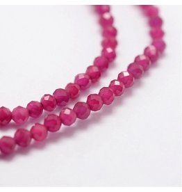 Round Glass  2mm Faceted Imitation Ruby  15” Strand  apprx  165beads