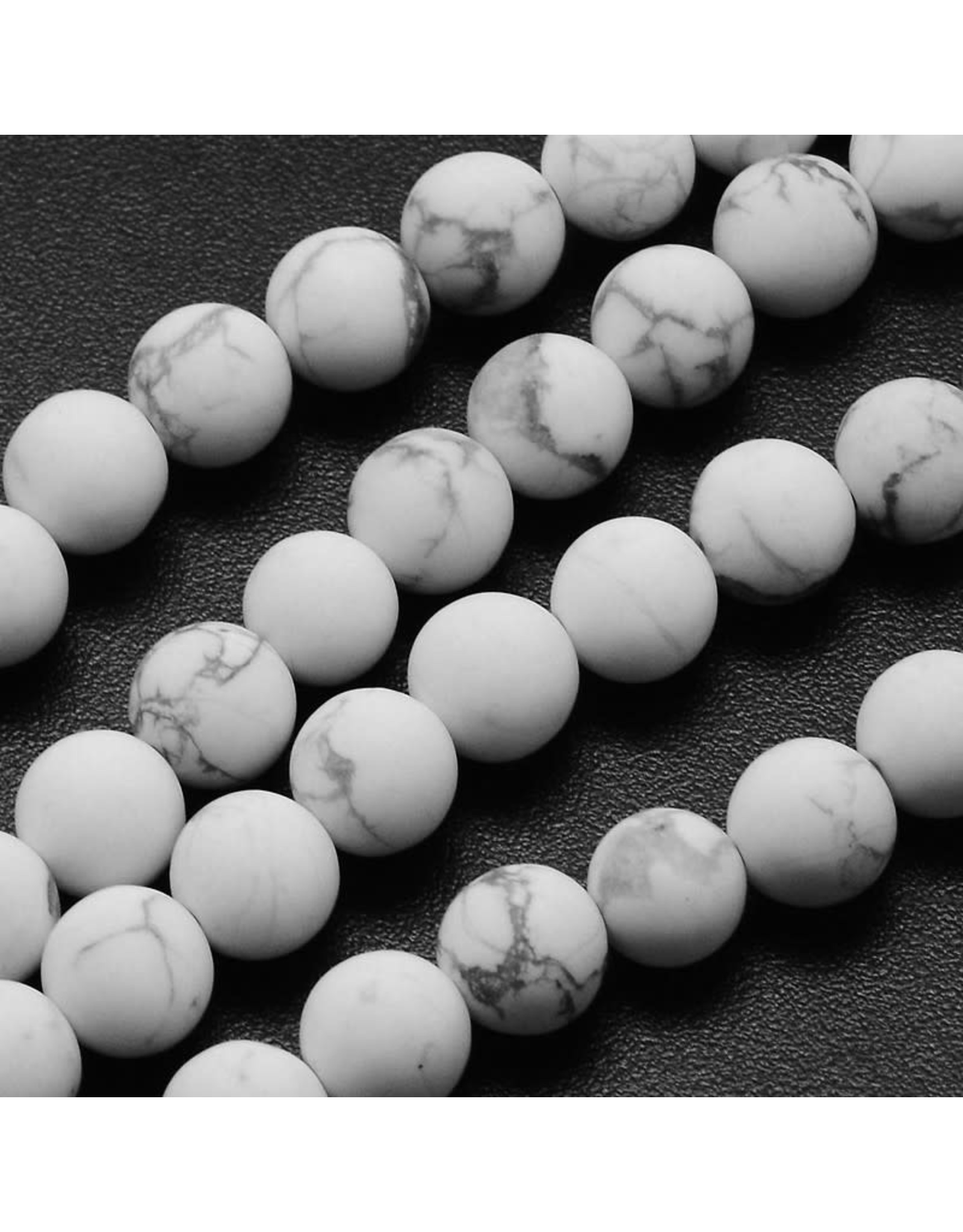 Howlite  6mm  White/Grey Matte 15” Strand  approx  x60 Beads