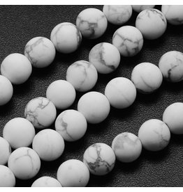 Howlite  6mm  White/Grey Matte 15” Strand  approx  x60 Beads