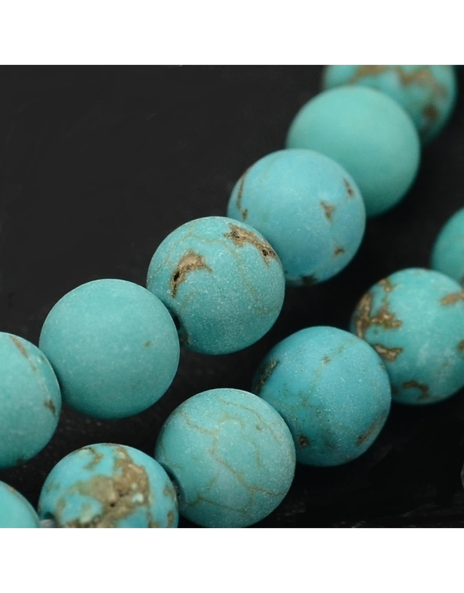 Howlite 6mm Blue Matte  15” Strand  apprx 60 beads