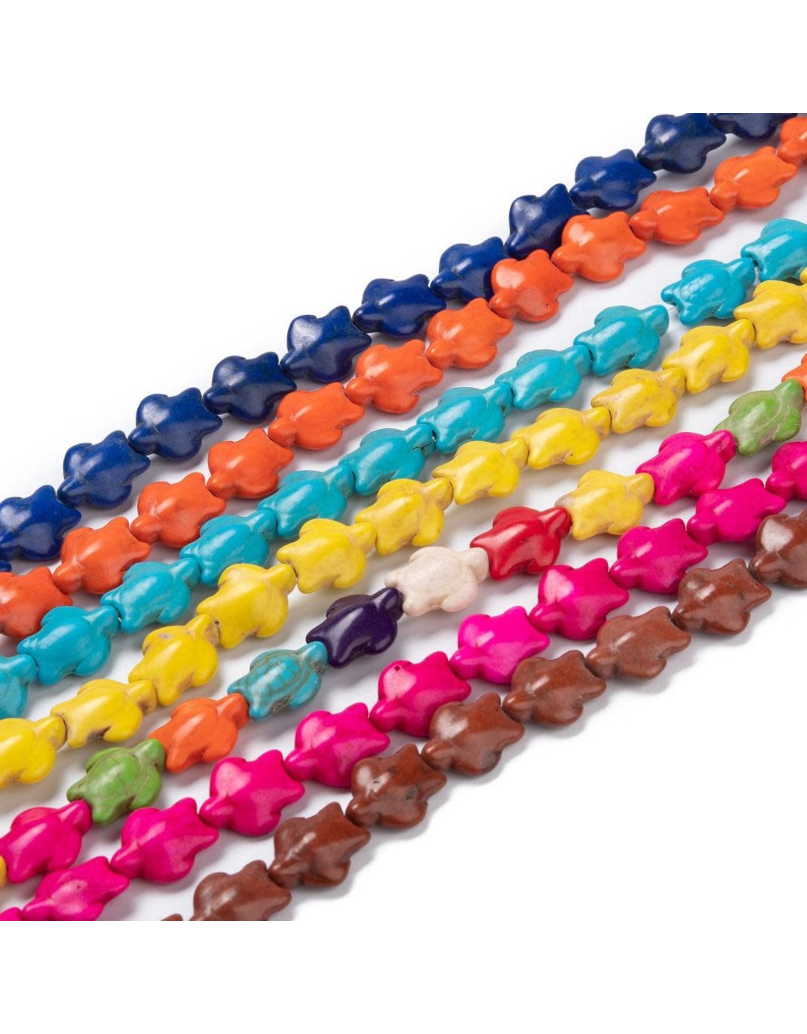 Synthetic Turquoise Turtle 15mm  Assorted Colours  15” Strand  apprx 25 beads