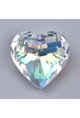 Heart  Faceted Clear AB 45x27mm  x1