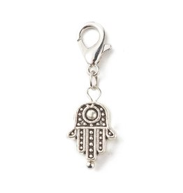 Hamsa Hand Charm  28mm Antique Silver  x4