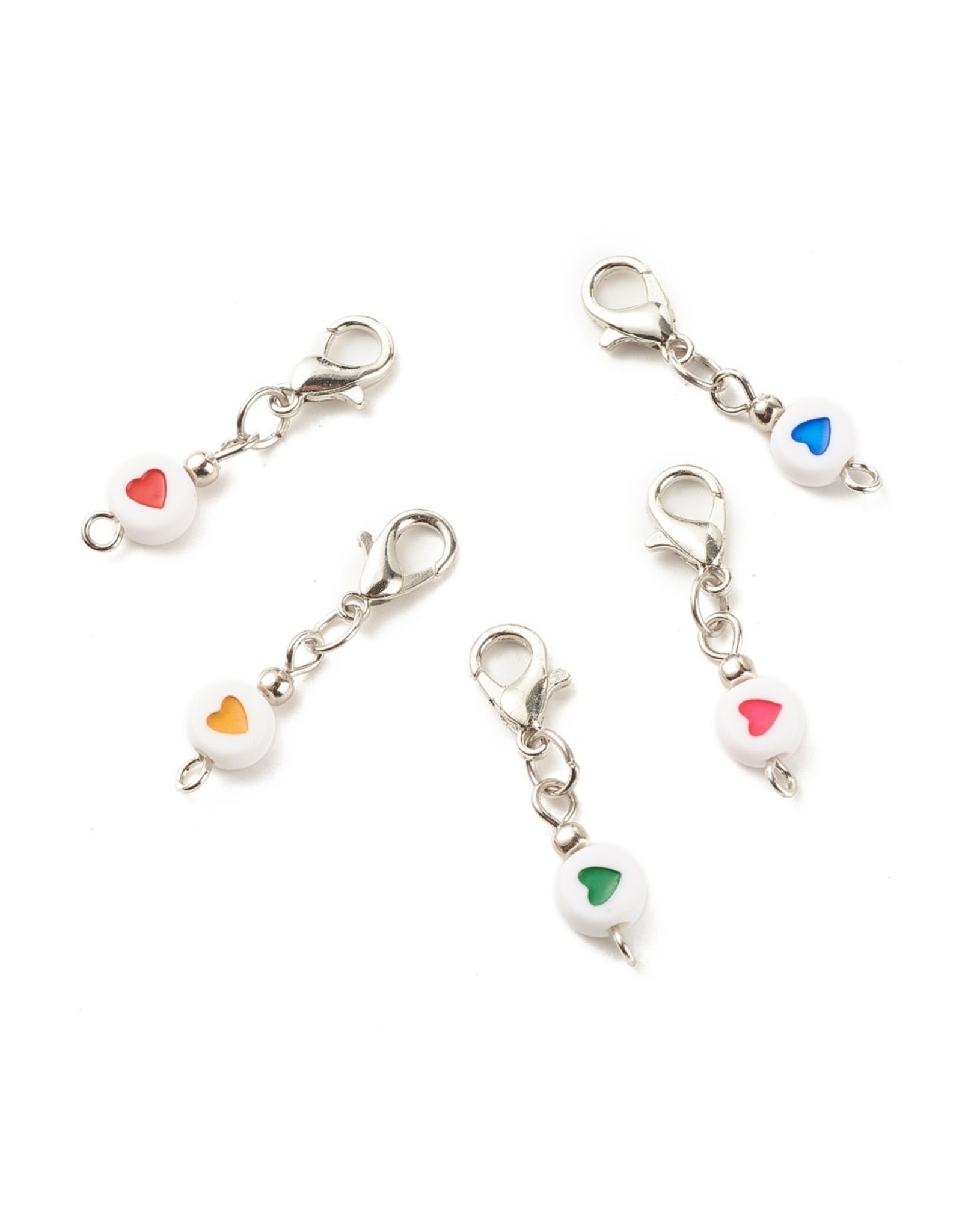 Heart  Charm   35mm Assorted Colours   x6
