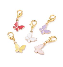 Butterfly  Charm  35mm Gold  Assorted Colours x4