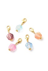 Flower Charm  28mm Gold Assorted Colours  x6