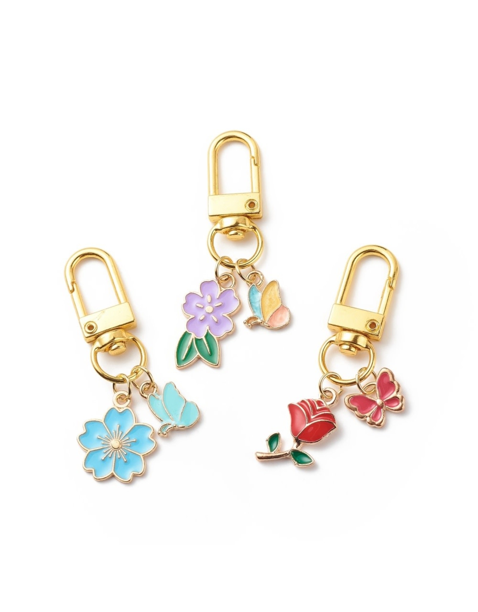 Butterfly Flower Charm  55mm Gold Assorted Colours  x1