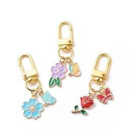 Butterfly Flower Charm  55mm Gold Assorted Colours  x1